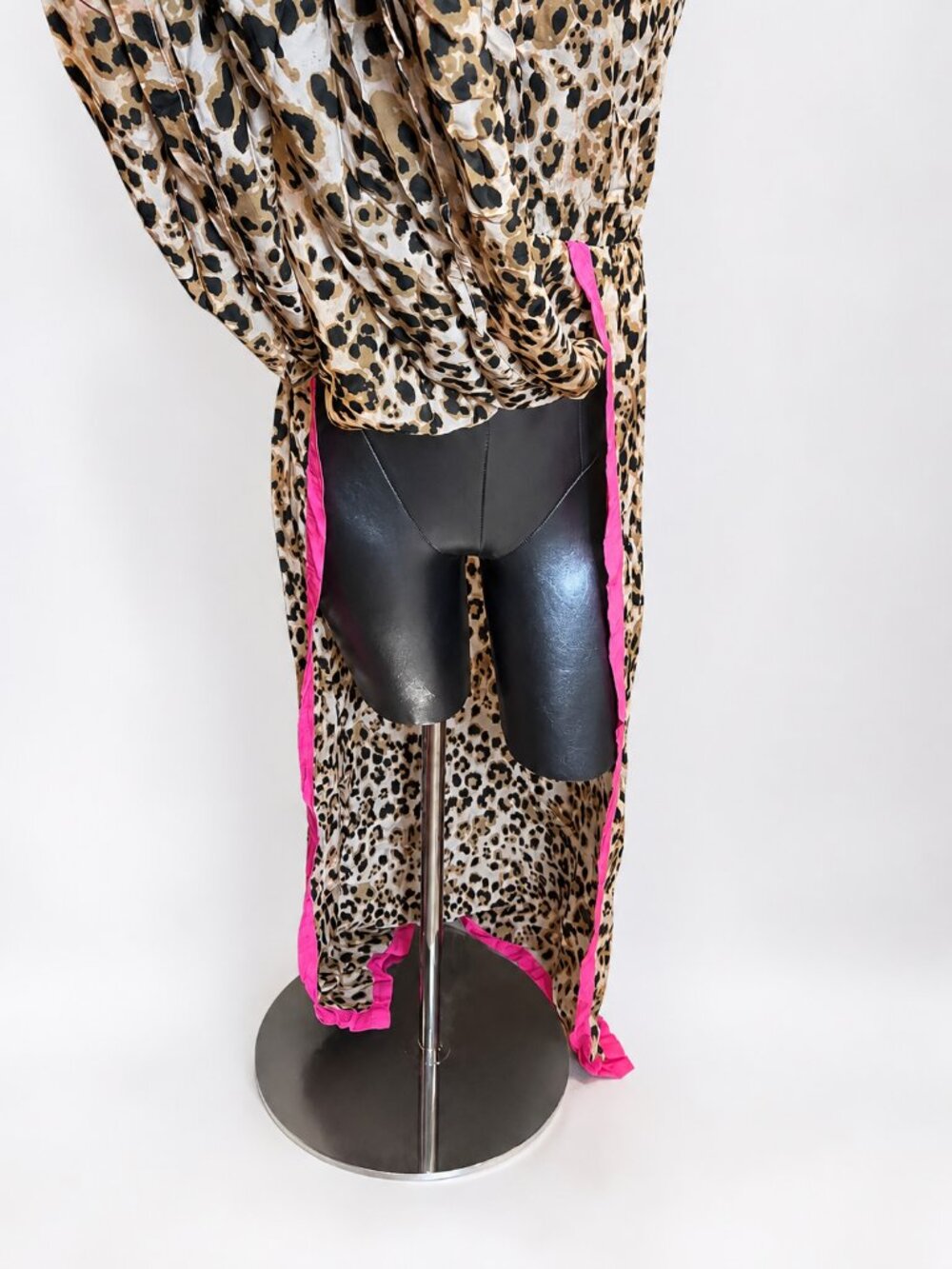 Zingara Leopard Print Halter Maxi Dress Cover-Up Pink Trim OS One Size Fits All - Picture 6 of 9